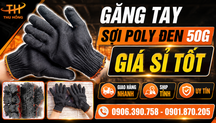 Găng tay poly len màu đen 50g giá sỉ – Dày dặn, dễ sử dụng trong lao động
