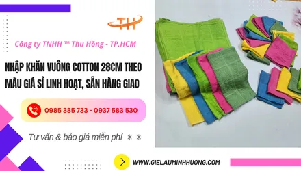 Nhập khăn vuông cotton 28cm theo màu – Giá sỉ linh hoạt, sẵn hàng giao