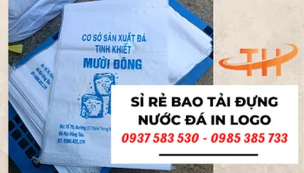 Sỉ rẻ bao tải đựng nước đá in logo tại TPHCM