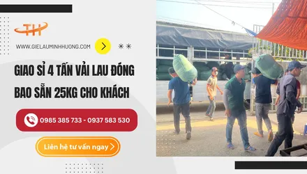 Giao sỉ 4 tấn vải lau đóng bao 25kg cho khách