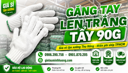 Xưởng găng tay len trắng tẩy 90g giá rẻ TPHCM