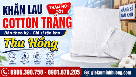 Khăn lau cotton trắng bán ký, thấm hút tốt, giá sỉ tận kho