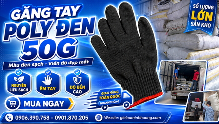 Mua găng tay poly đen viền đỏ 50g giá rẻ giao tận nơi