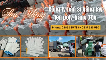 Công ty bán sỉ găng tay len poly trắng 70g giá rẻ