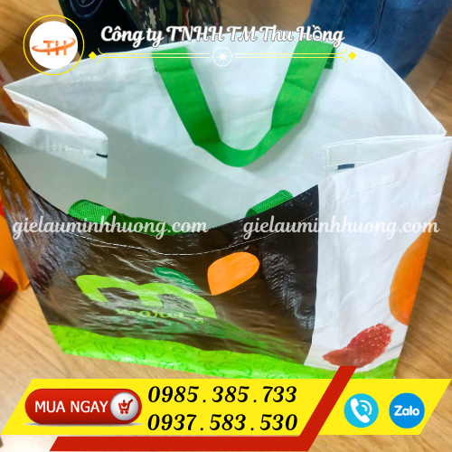 Túi siêu thị PP dệt hình hộp có quai xách Túi siêu thị PP dệt hình hộp có quai xách