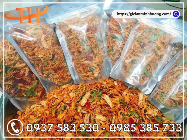 Túi zipper đáy đứng 1 mặt bạc đựng khô gà