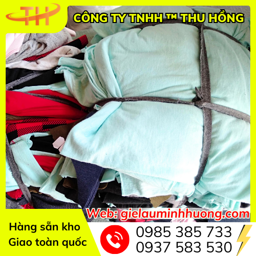 Vải lau cotton màu cắt sẵn miếng bó 5kg Vải lau cotton màu cắt sẵn miếng bó 5kg