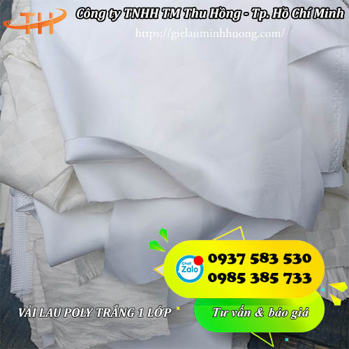 vải lau poly trắng 1 lớp siêu mịn