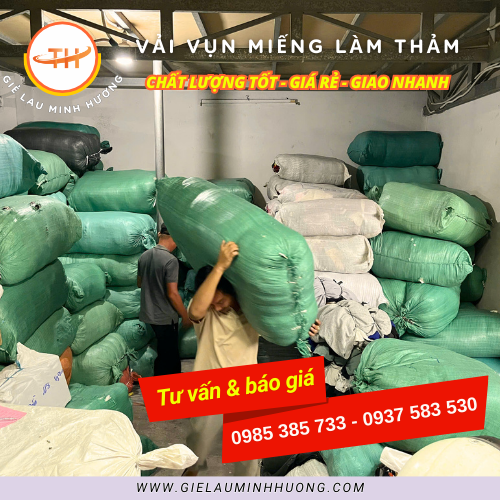 Vải vụn miếng làm thảm bao 50kg giá rẻ Vải vụn miếng làm thảm bao 50kg giá rẻ