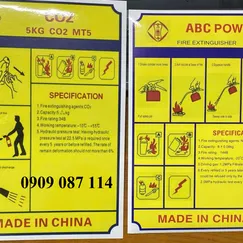 Tem Nhãn Dán Bình Chữa Cháy TQ Màu Vàng