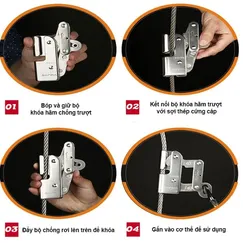 Khoá hãm chống trượt an toàn cho cáp 8mm