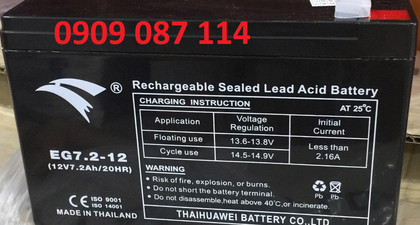 Ắc Quy 7.2 Ah, 12V Cho Trung Tâm Báo Cháy