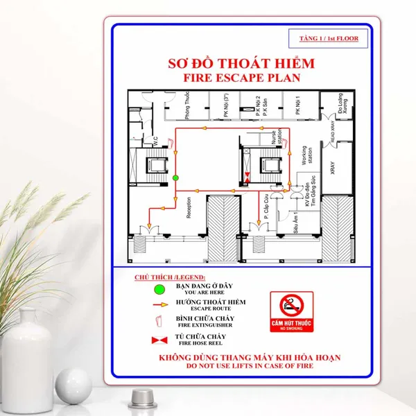 Sơ Đồ Thoát Hiểm Chung Cư - Toà Nhà - Khách Sạn In UV