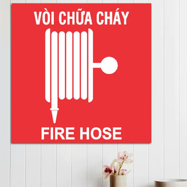Bảng Mica Vòi Chữa Cháy Fire Hose Dán Tường