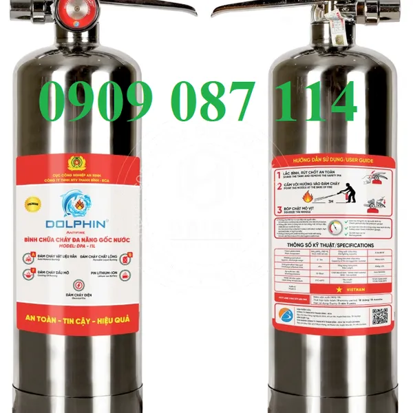Bình Chữa Cháy Đa Năng Gốc Nước Dolphin Vỏ Inox - 1 Lít DPA-I1L