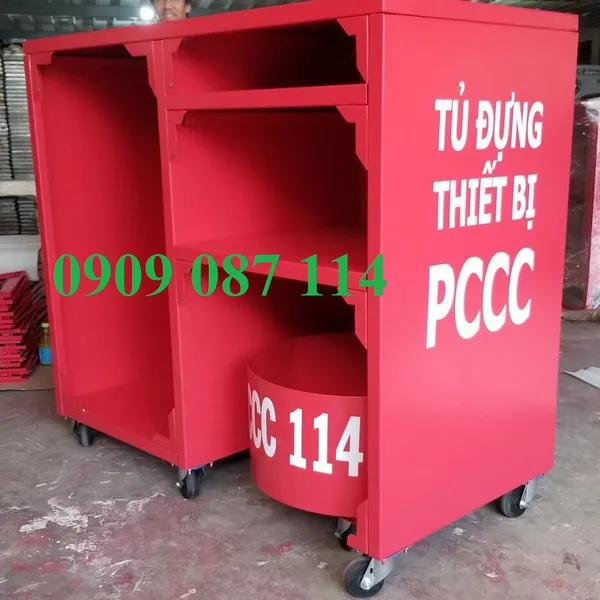 Tủ Chữa Cháy 1400X1150X750 - Kèm Thùng Đựng Cát 600X300 Có Bánh Xe