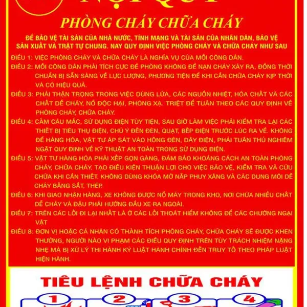 Nội quy tiêu lệnh mica PCCC chung