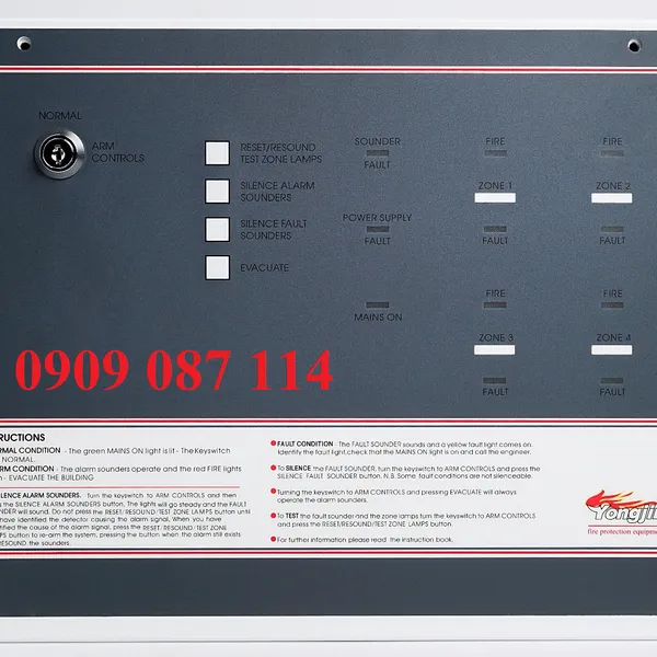 Trung Tâm Báo Cháy 4 Zone Yongjin YJ-804