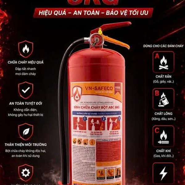 Bình Chữa Cháy Bột ABC 8KG VN-SAFECO