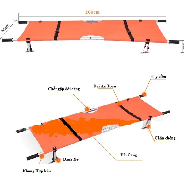 Cáng cứu thương akiko có bánh xe
