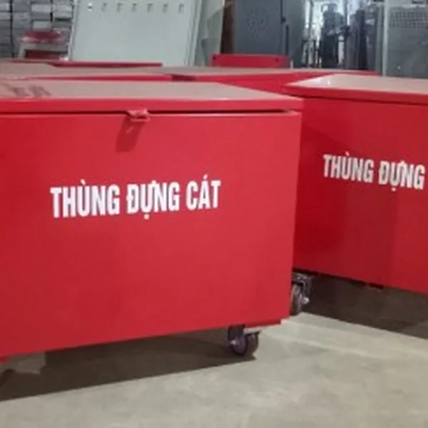 Thùng đựng cát PCCC có bánh xe có xe đẩy KT 1000*1000*1000 Tole 1 Ly