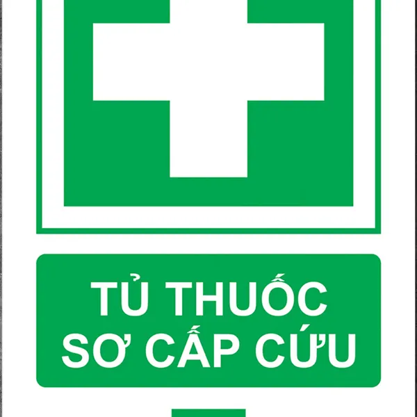 Biển Báo Mica Khu Vực Tủ Thuốc Sơ Cấp Cứu