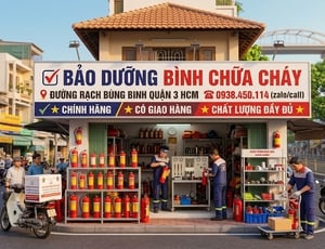 Bảo dưỡng bình chữa cháy đường Rạch Bùng Binh Quận 3 HCM