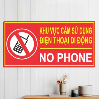 Bảng cấm sử dụng điện thoại di động (No Phone) mica