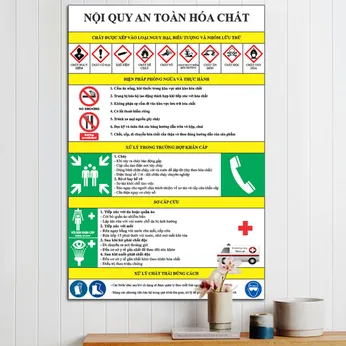 Biển nội quy an toàn hóa chất bằng mica 40x60cm
