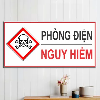 Biển báo mica phòng điện nguy hiểm 15x30cm