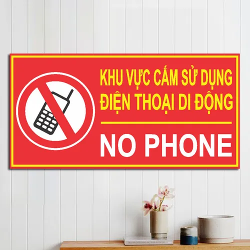 Bảng cấm sử dụng điện thoại di động (No Phone) mica