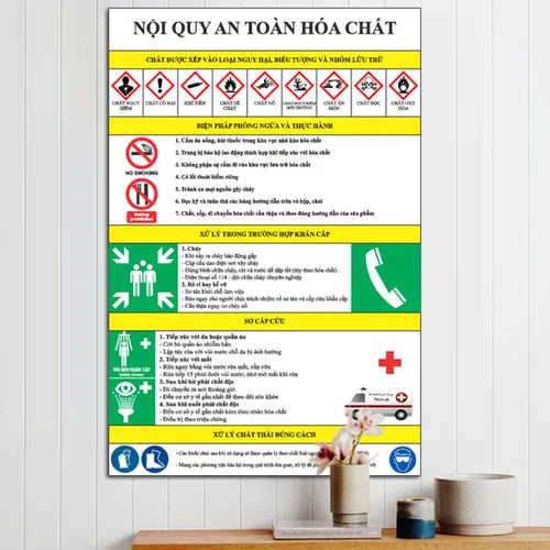Biển nội quy an toàn hóa chất bằng mica 40x60cm
