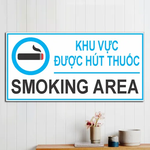 Biển chỉ dẫn khu vực được hút thuốc (Smoking Area) 15x30cm