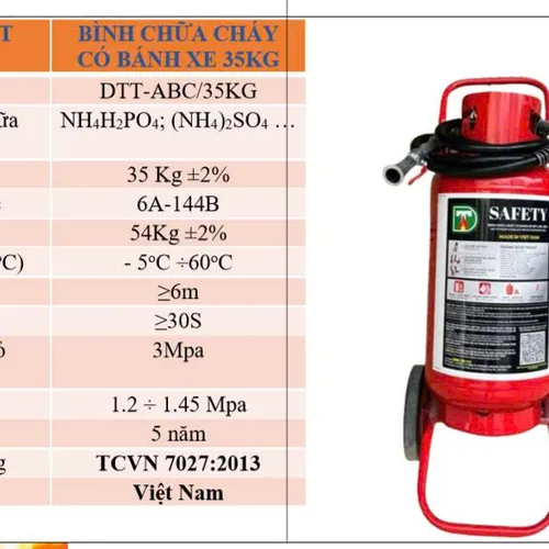 Bình chữa cháy xe đẩy bột ABC 35kg Safety Việt Nam