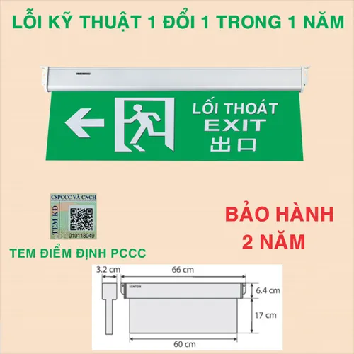 Đèn exit lối thoát Kentom KT670NX (1 MẶT) và KT-670NX (2 MẶT)