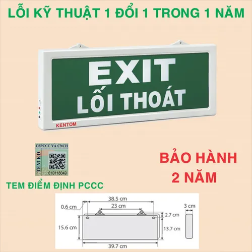 Đèn lối thoát KT610 Kentom KT-610 (1 MẶT) và KT-620 (2 MẶT)