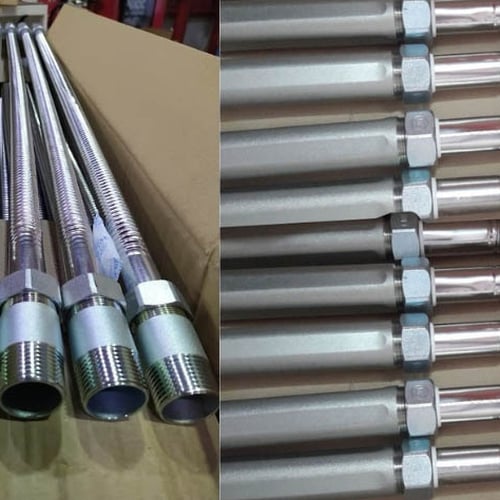 Ống inox dẻo nối đầu phun chữa cháy dài 1000 mm DN25/DN20 kèm phụ kiện