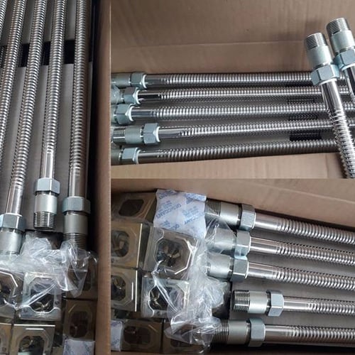 Ống inox dẻo nối đầu phun chữa cháy 1200 mm DN25/DN20 kèm phụ kiện