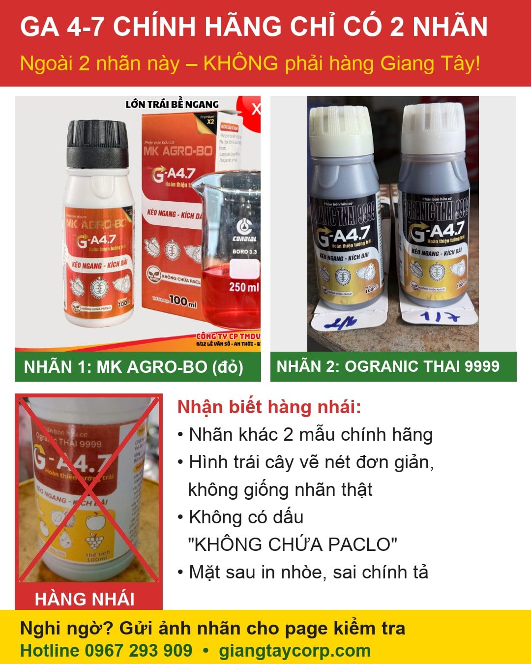 Cảnh báo hàng nhái GA 4-7: so sánh 2 nhãn chính hãng Giang Tây và hàng nhái