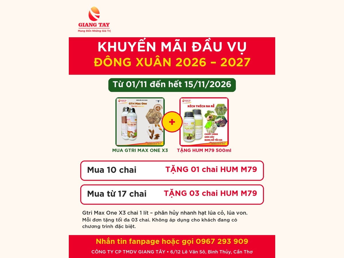 Khuyến mãi đầu vụ Đông Xuân 2026 - 2027 mua Gtri Max One X3 tặng HUM M79