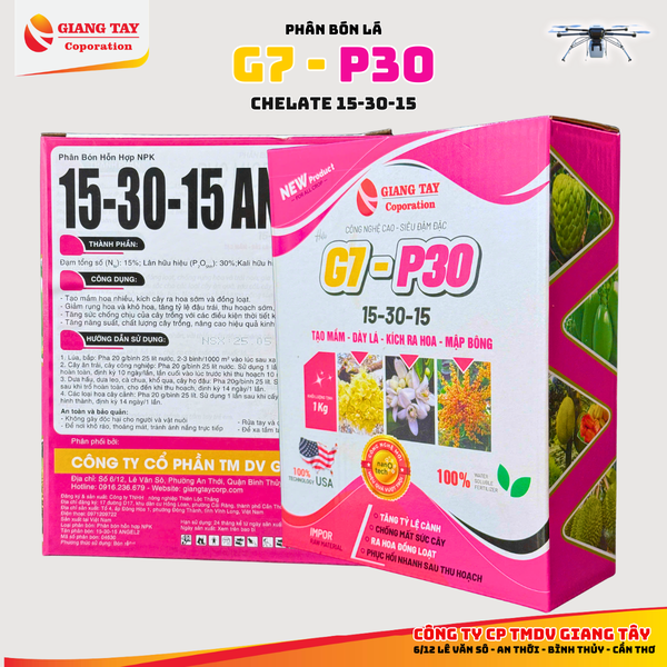 Phân Bón Lá G7 - P30 15 - 30 -15  + TE 1Kg (4 gói 250 gram)
