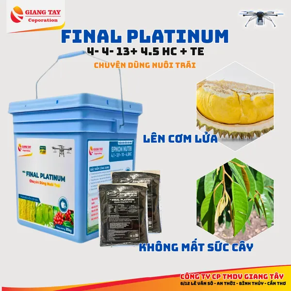 Phân Bón Hỗn Hợp Final Platinum 4-4-13 + 4.5HC+TE - Chuyên Dùng Nuôi Trái