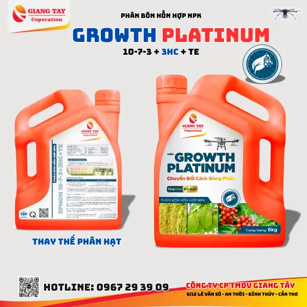 Phân Bón Hỗn Hợp Growth Platinum 10-7-6+3HC+TE 