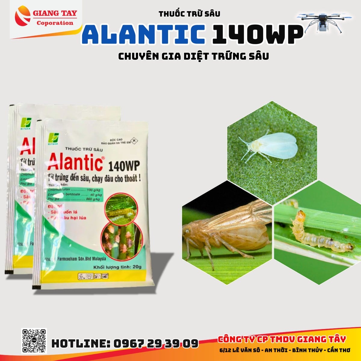 Thuốc Alantic 140WP trừ sâu cuốn lá nhỏ hại lúa của Giang Tây