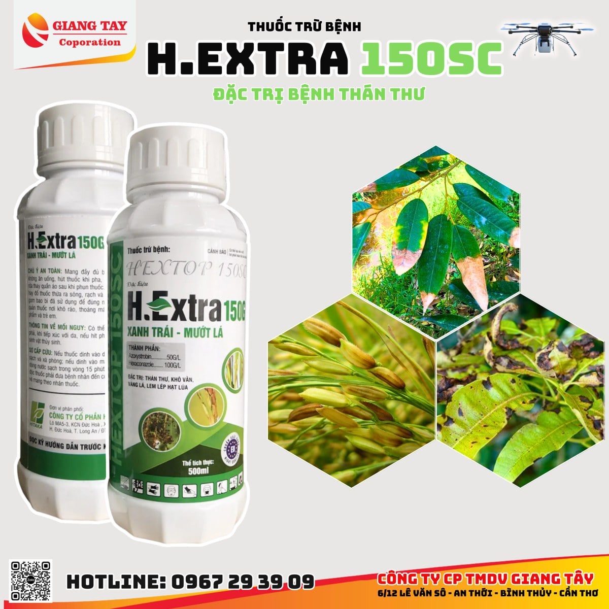 H EXTRA 150SC của Giang Tây dùng cho bệnh lem lép hạt lúa
