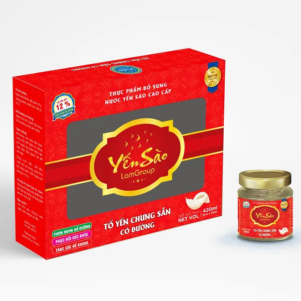 Nước yến sào Lamgroup có đường Hộp quà 6 lọ 70ml