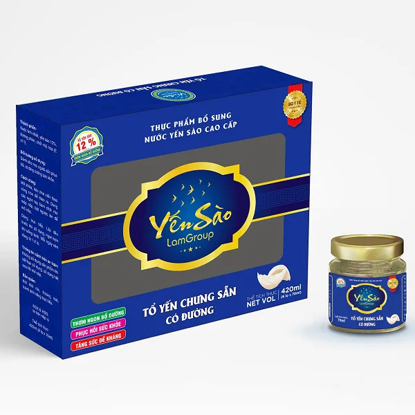 Nước yến sào Lamgroup có đường Hộp quà 6 lọ 70ml