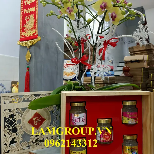 Hộp quà tặng Nước yến sào Đông trùng thảo Lamgroup TẾT ĐOÀN VIÊN