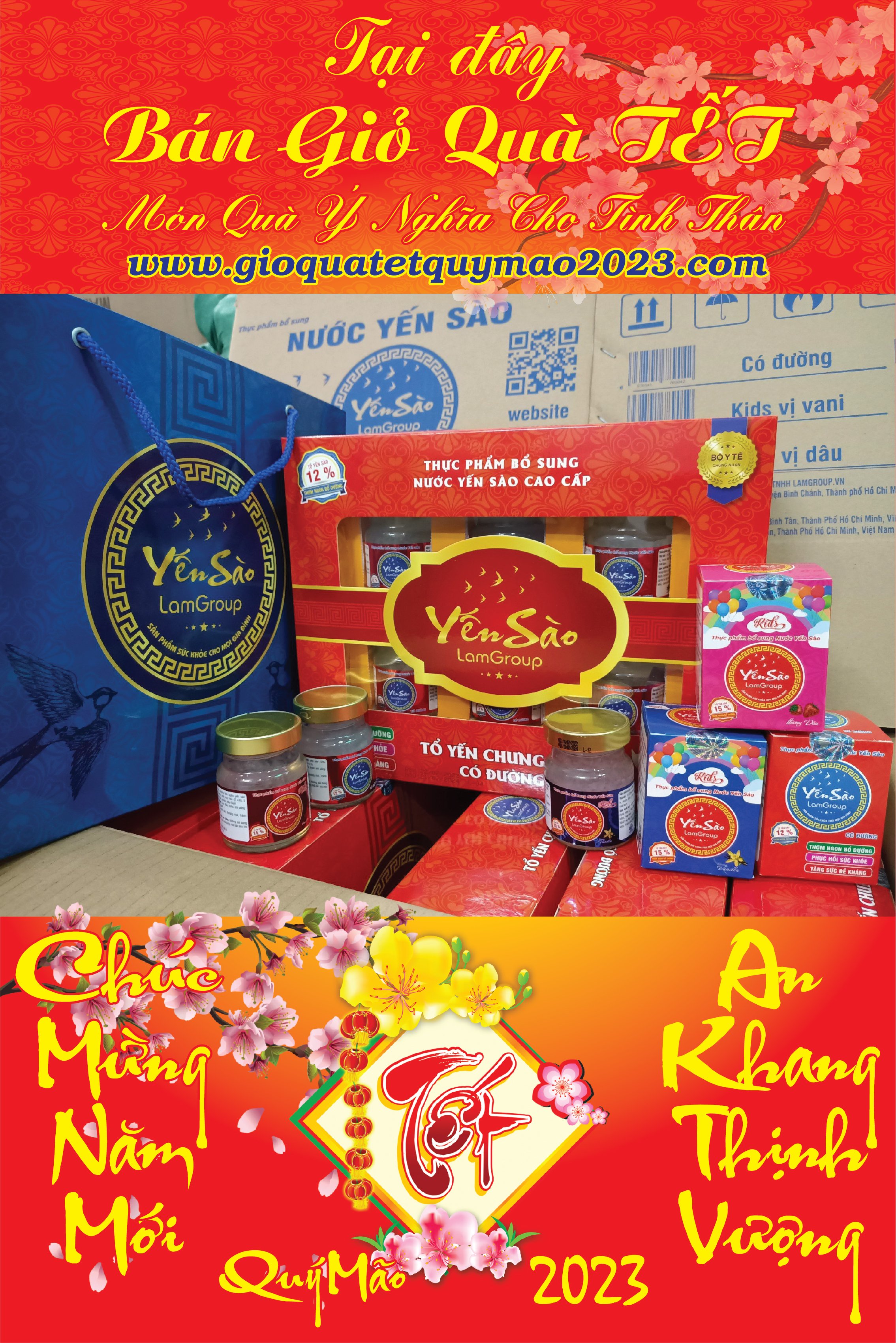 Giỏ hộp quà tết 2023 đẹp bộ 6 hũ yến thơm ngon bổ dưỡng Giỏ hộp quà tết 2023 đẹp bộ 6 hũ yến thơm ngon bổ dưỡng