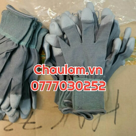 Găng tay phủ Pu mà xám và trắng giá rẻ tháng 5 Găng tay phủ Pu mà xám và trắng giá rẻ tháng 5